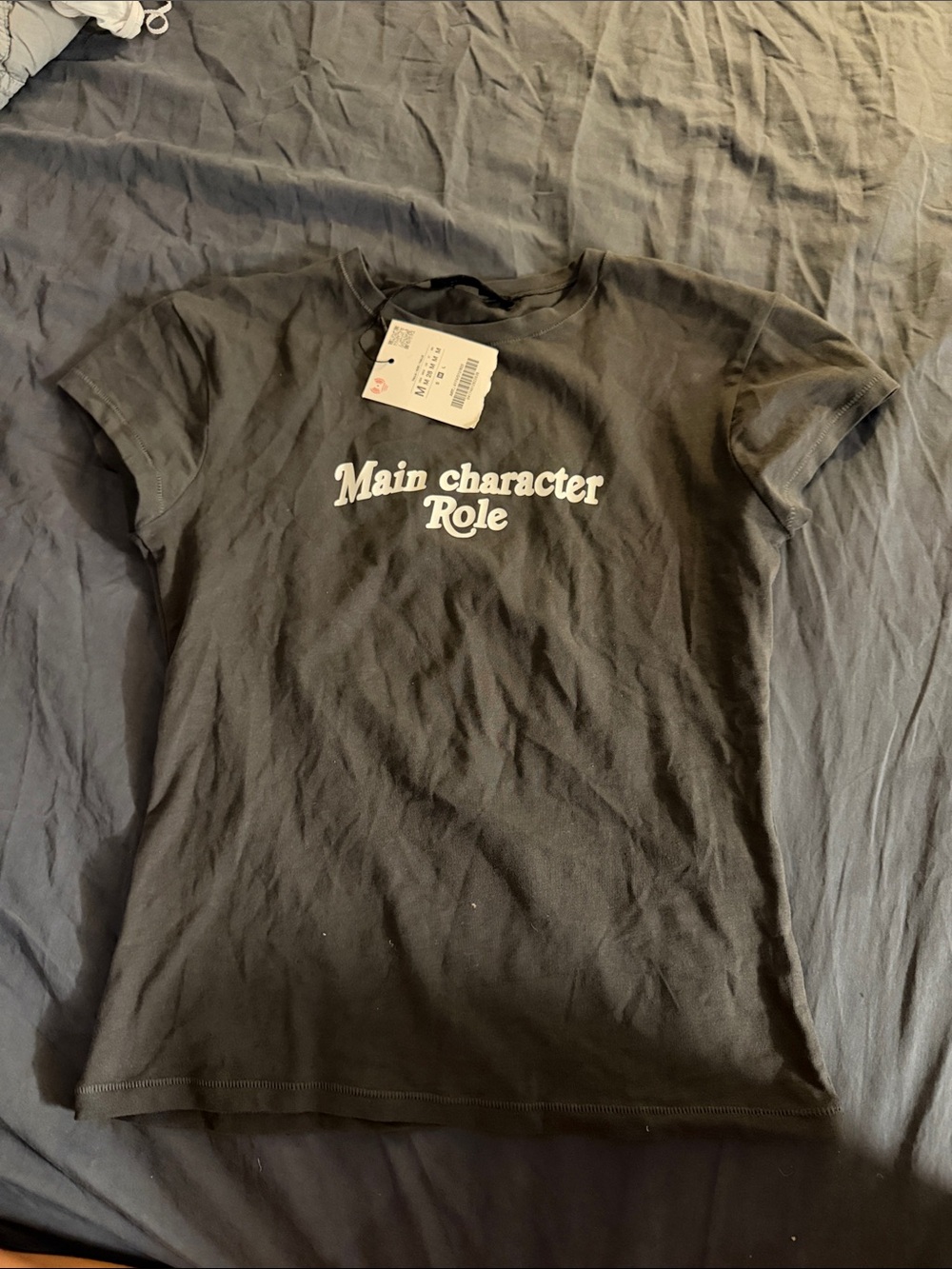 Zara Main Character Role Grah Graphic Tee with White Text S M